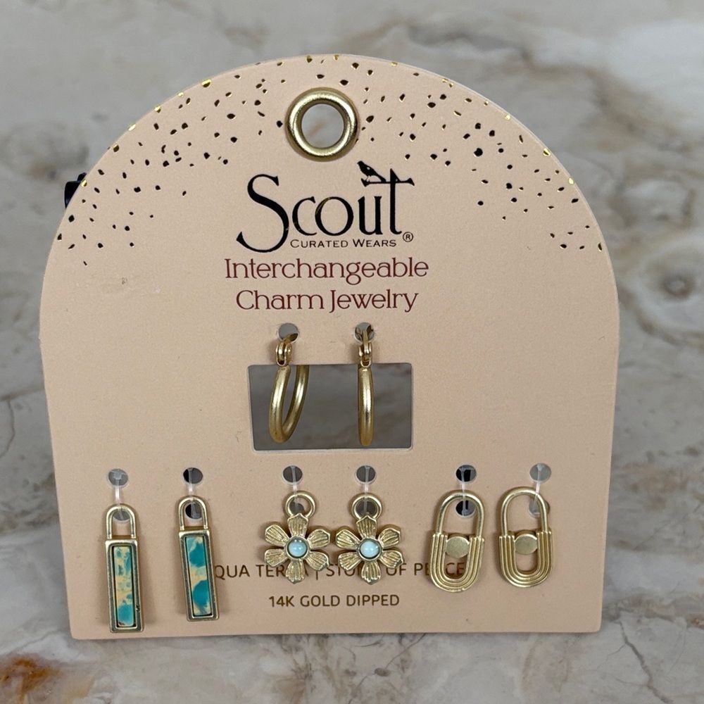 NEW! Scout Interchangeable Charm Earrings 14K Gold Dipped